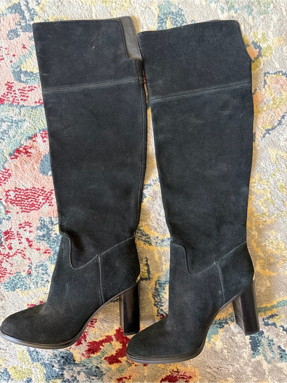 Michael Kors REAL SUEDE black block heel boots